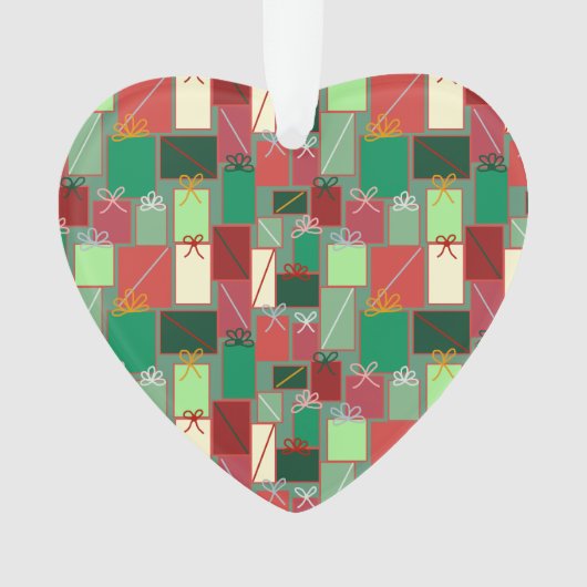 Kerstcadeaus met linten en strikken ornament (voorkant)