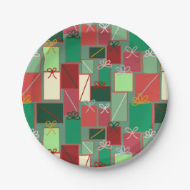 Kerstcadeaus met linten en strikken papieren bordje