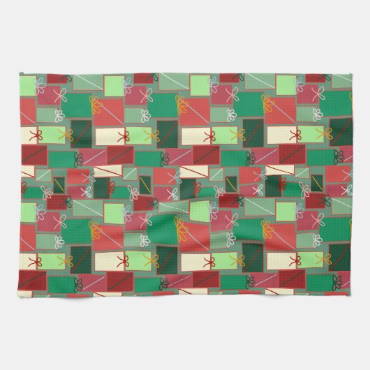 Kerstcadeaus met linten en strikken theedoek (Horizontaal)