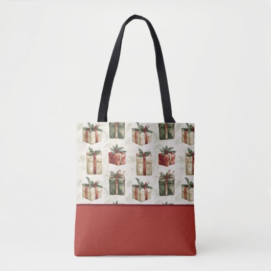  kerstcadeaus met linten, kleurenblok tote bag (Voorkant)