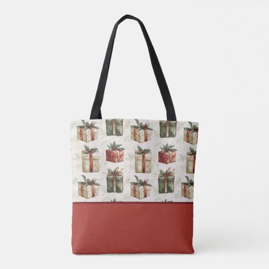  kerstcadeaus met linten, kleurenblok tote bag (Achterkant)
