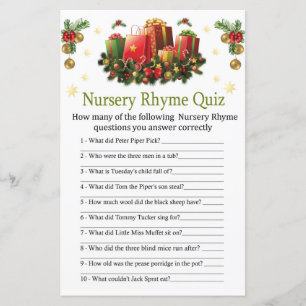 kerstcadeaus Nursery Rhyme Quiz baby shower
