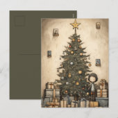 Kerstcadeaus onder de boom feestdagenkaart (Voorkant / Achterkant)