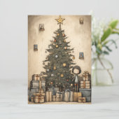 Kerstcadeaus onder de boom illustratie feestdagenkaart (Staand voorkant)