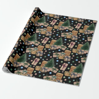 Kerstcadeaus onder de kerstboom Zwart Cadeaupapier