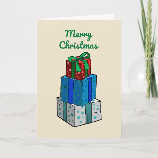 kerstcadeaus op een kerstkaart feestdagen kaart (Voorkant)