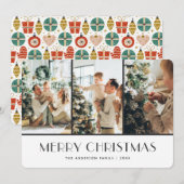 Kerstcadeaus Ornamenten handschoenen Sneeuwfoto Feestdagenkaart (Voorkant / Achterkant)