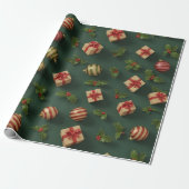 Kerstcadeaus & -ornamenten Naadloos Patroon Cadeaupapier (Uitgerold)