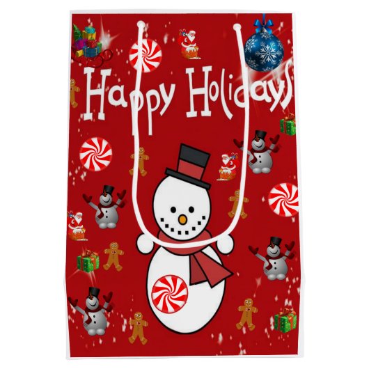 kerstcadeaus Prettige feestdagen Medium Cadeauzakje (Achterkant)