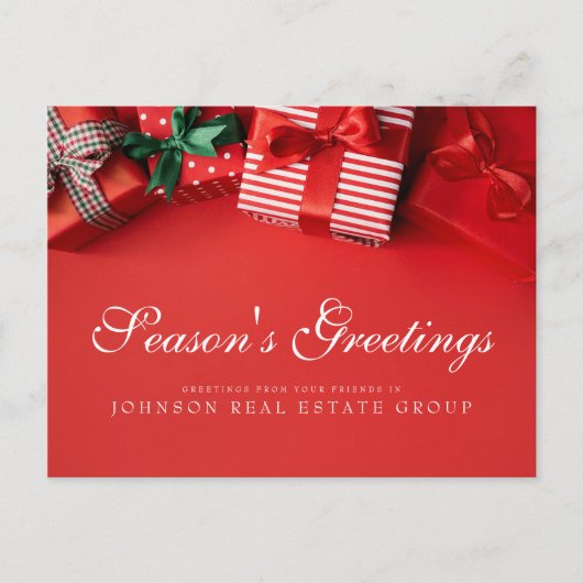 kerstcadeaus rood | Groeten van het seizoen Briefkaart (Voorkant)