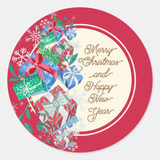 Kerstcadeaus rood ronde sticker (Voorkant)