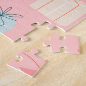 Kerstcadeaus, roze achtergrond, patroon. legpuzzel (Zijkant)