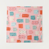 Kerstcadeaus, roze achtergrond, patroon. wandkleed (Voorkant (horizontaal))