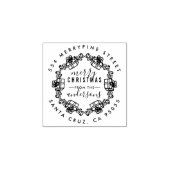 Kerstcadeaus schets krans retour adres rubberstempel (Afrduk)