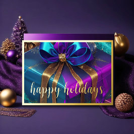 Kerstcadeaus schilderen paars turquoise blauw goud feestdagen kaart