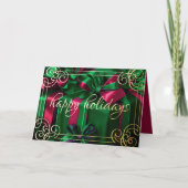 Kerstcadeaus schilderen smaragdgroen bordeauxrood feestdagen kaart (Voorkant)