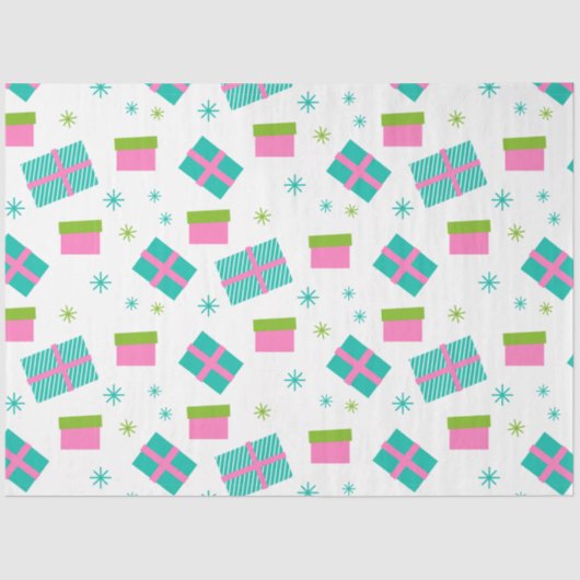 Kerstcadeaus Sneeuwvlokken Roze Kerst Tissuepapier (Voorkant)