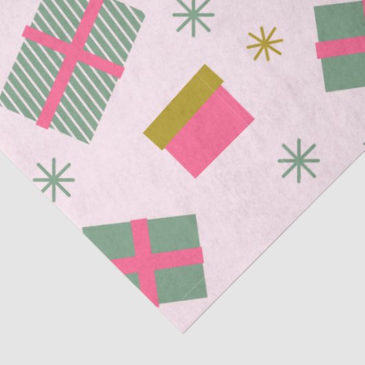Kerstcadeaus Sneeuwvlokken Roze Kerst Tissuepapier (Detail)