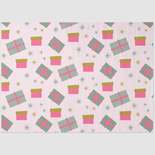 Kerstcadeaus Sneeuwvlokken Roze Kerst Tissuepapier (Voorkant)