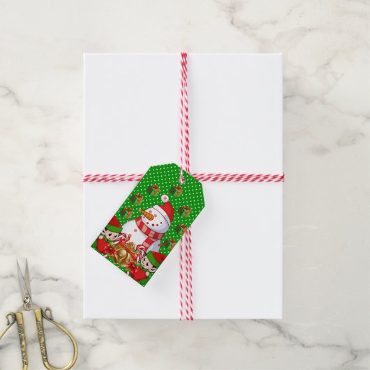 kerstcadeaus Snowman Elf Cadeaulabel (Met Touw)