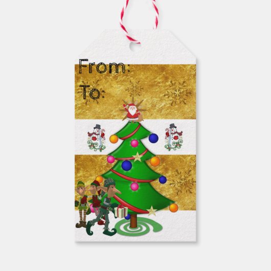 kerstcadeaus Snowman Elf Cadeaulabel (Achterkant)