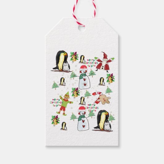 kerstcadeaus Snowman Penguin Cadeaulabel (Voorkant)