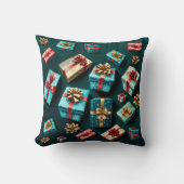 Kerstcadeaus Stijlvolle Wrap Goud Blauw Rood  Kussen (Voorkant)
