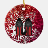 kerstcadeaus Stilettos mode Snowflake Xmas Keramisch Ornament (Voorkant)