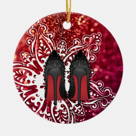 kerstcadeaus Stilettos mode Snowflake Xmas Keramisch Ornament (Voorkant)