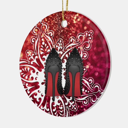 kerstcadeaus Stilettos mode Snowflake Xmas Keramisch Ornament (Links)