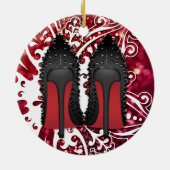 kerstcadeaus Stilettos mode Snowflake Xmas Keramisch Ornament (Achterkant)
