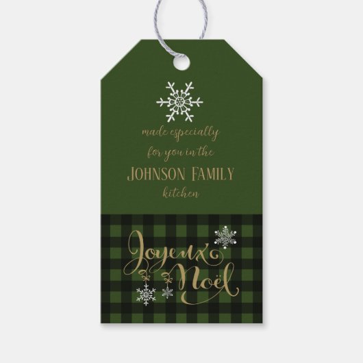 Kerstcadeaus uit de keuken Groen geruit Cadeaulabel (Voorkant)