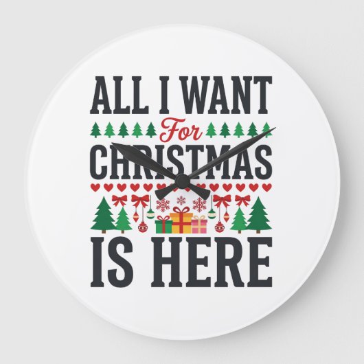 Kerstcadeaus Vakantie Typografie Ontwerp Grote Klok (Voorkant)