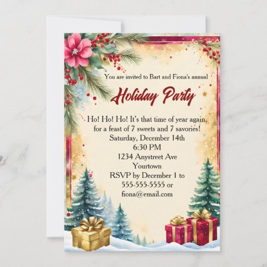 Kerstcadeaus Vakantiefeest Kaart (Voorkant)