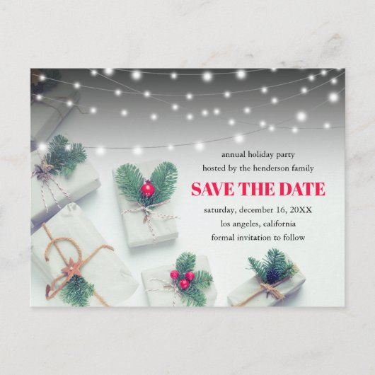 kerstcadeaus | Vakantiepartij Opslaan datum Uitnodiging Briefkaart (Voorkant)