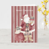 Kerstcadeaus van Kerstman met rode strepen Kaart (Gele Bloem)