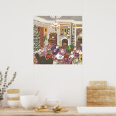 Kerstcadeaus verpakt in de woonkamer poster (Keuken)