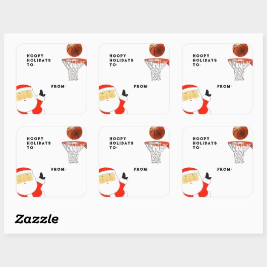 kerstcadeaus voor Basketball Vierkante Sticker (Vel)