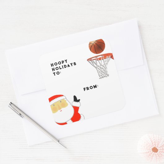 kerstcadeaus voor Basketball Vierkante Sticker (Envelop)