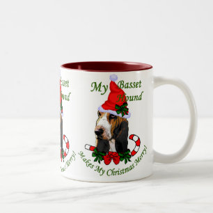 Kerstcadeaus voor Basset Hound Tweekleurige Koffiemok