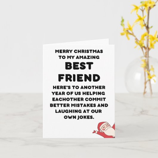 Kerstcadeaus voor beste vrienden kaart (Gele Bloem)