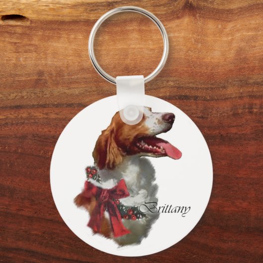 Kerstcadeaus voor Brittany Spaniel Sleutelhanger (Voorkant)