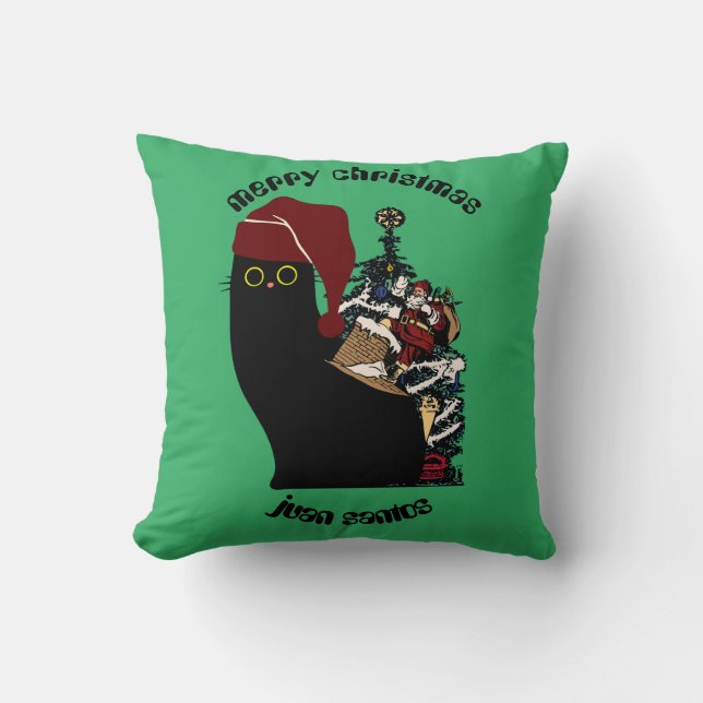 kerstcadeaus voor katten , gepersonaliseerde naam kussen (Voorkant)
