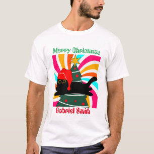 kerstcadeaus voor katten , gepersonaliseerde naam t-shirt
