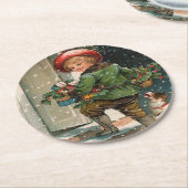  kerstcadeaus voor kerstcadeaus ronde kartonnen onderzetter (Gebogen)