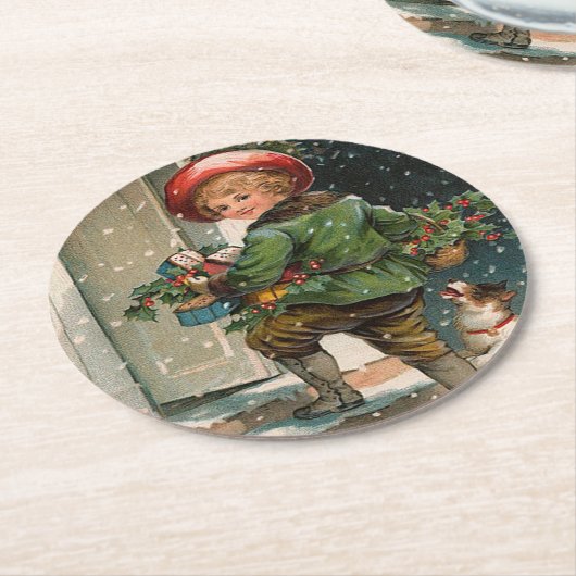  kerstcadeaus voor kerstcadeaus ronde kartonnen onderzetter (Gebogen)