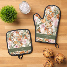 Kerstcadeaus voor moeder winter citrus botanisch ovenwant & pannenlap set