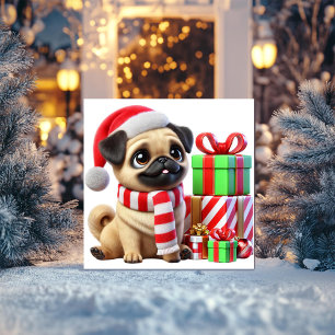 Kerstcadeaus voor Pugs Feestdagenkaart