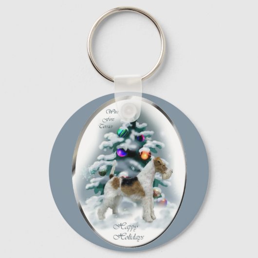 Kerstcadeaus voor Wire Fox Terrier Sleutelhanger (Voorkant)