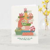 Kerstcadeaus Whimsical Illustration Kaart (Gele Bloem)
